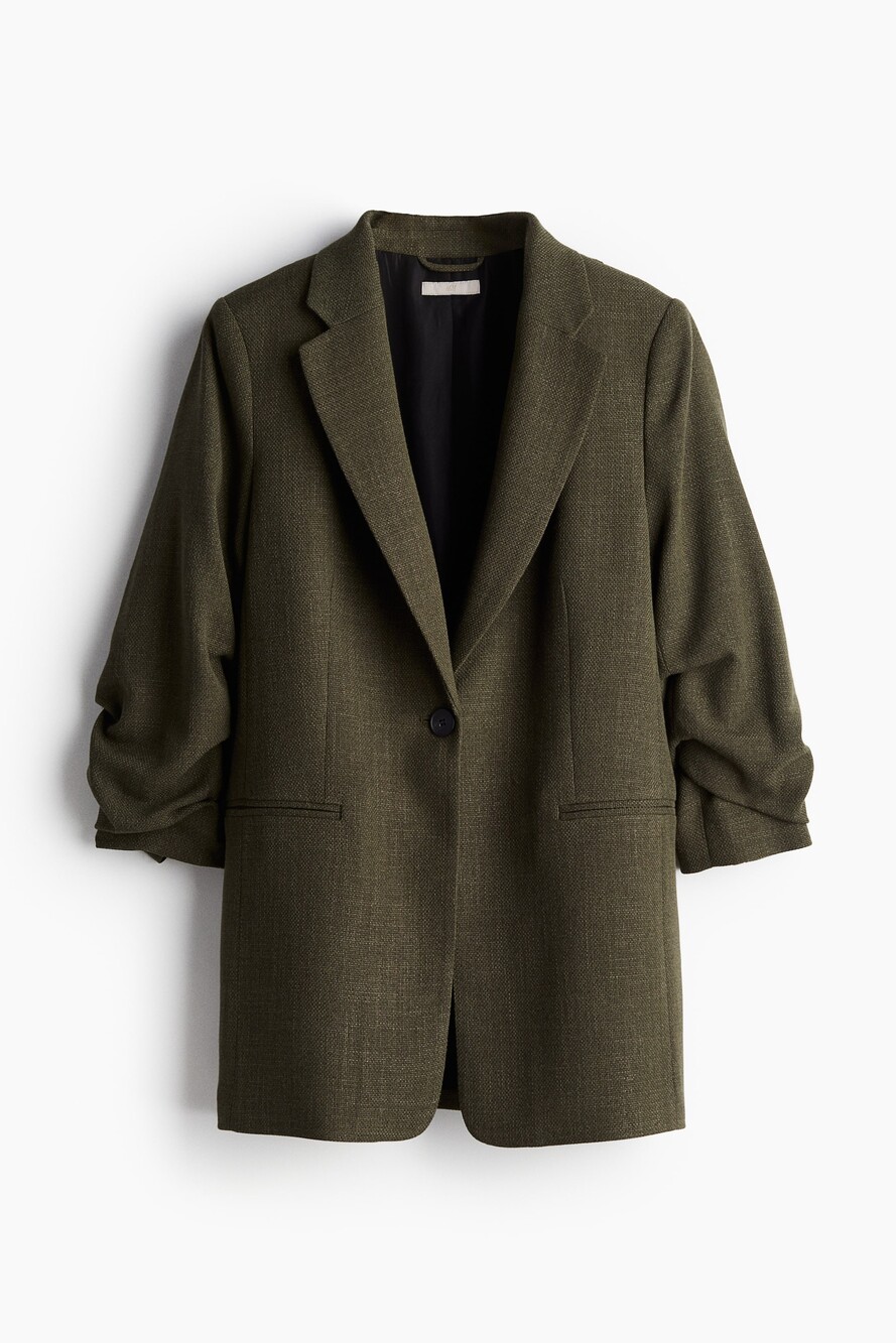 H&M Women's Dark Khaki Open Front Blazer